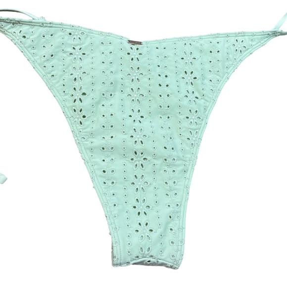 Hollister‎ High Leg Bikini Bottoms, Pale Green, Eyelet Swimsuit Large NWOT - Picture 6 of 9